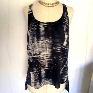 BCBGMaxAzria Tank Top Edita brush stroke pattern size M black and grey